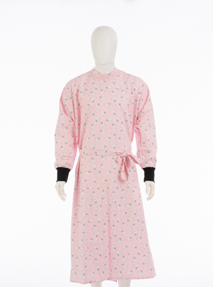 Pink Jumping Rabbits Surgical Gown 100% Cotton