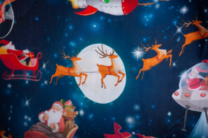  Father Christmas In Space Short Sleeve Scrub Top 100% Cotton