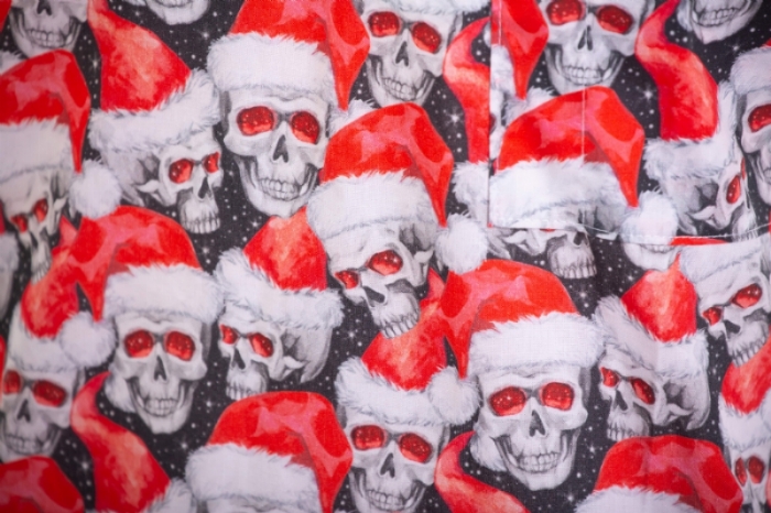 Scary Skulls Father Christmas Short Sleeve Scrub Top 100% Cotton