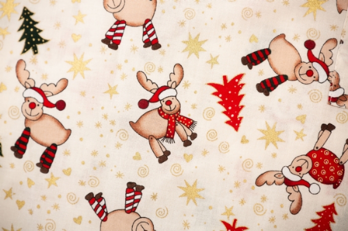  Christmas Reindeer Short Sleeve Scrub Top 100% Cotton